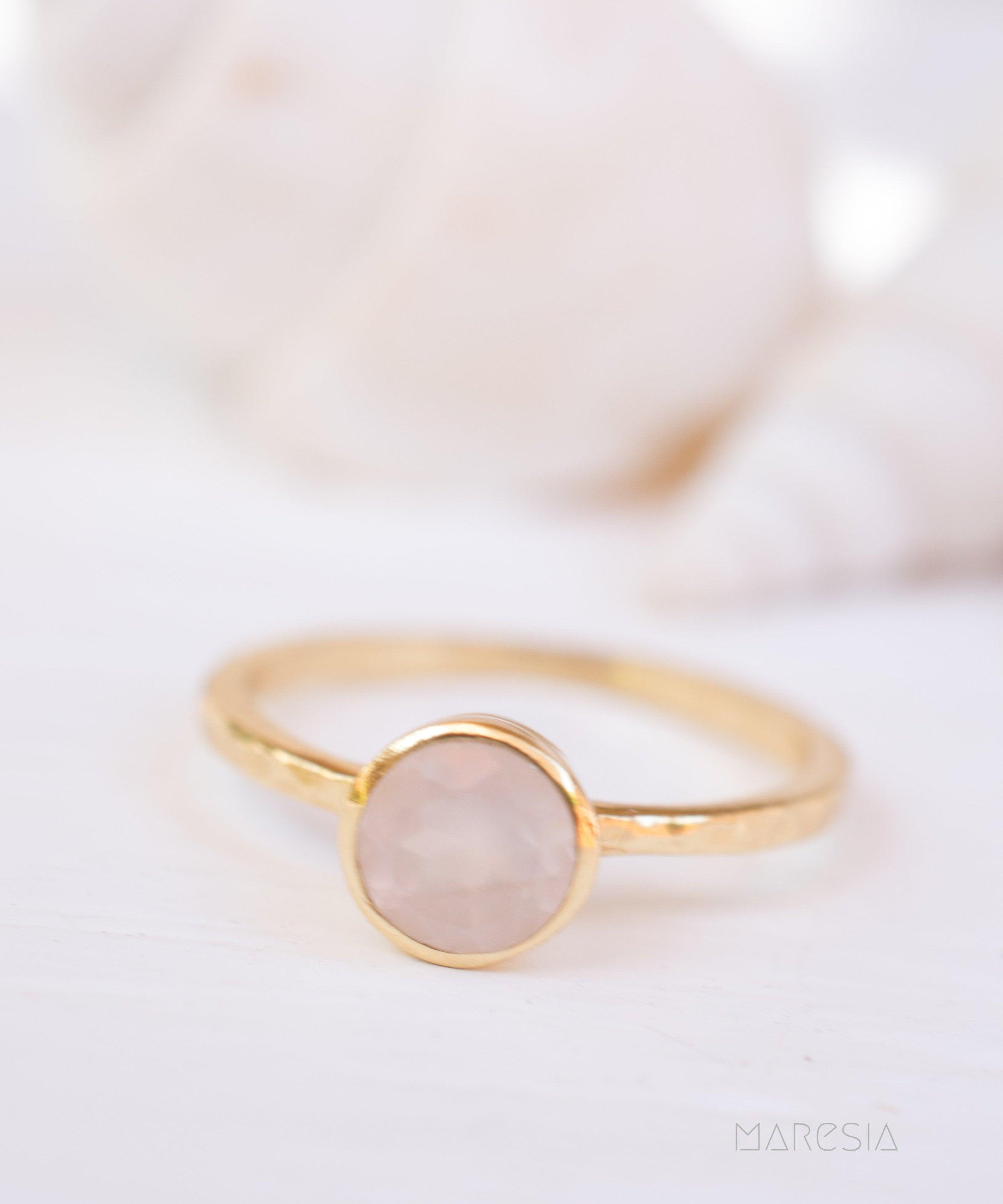 Rose Quartz Gold Ring ~ 18k Gold Plated ~ MR214 - Maresia Jewelry