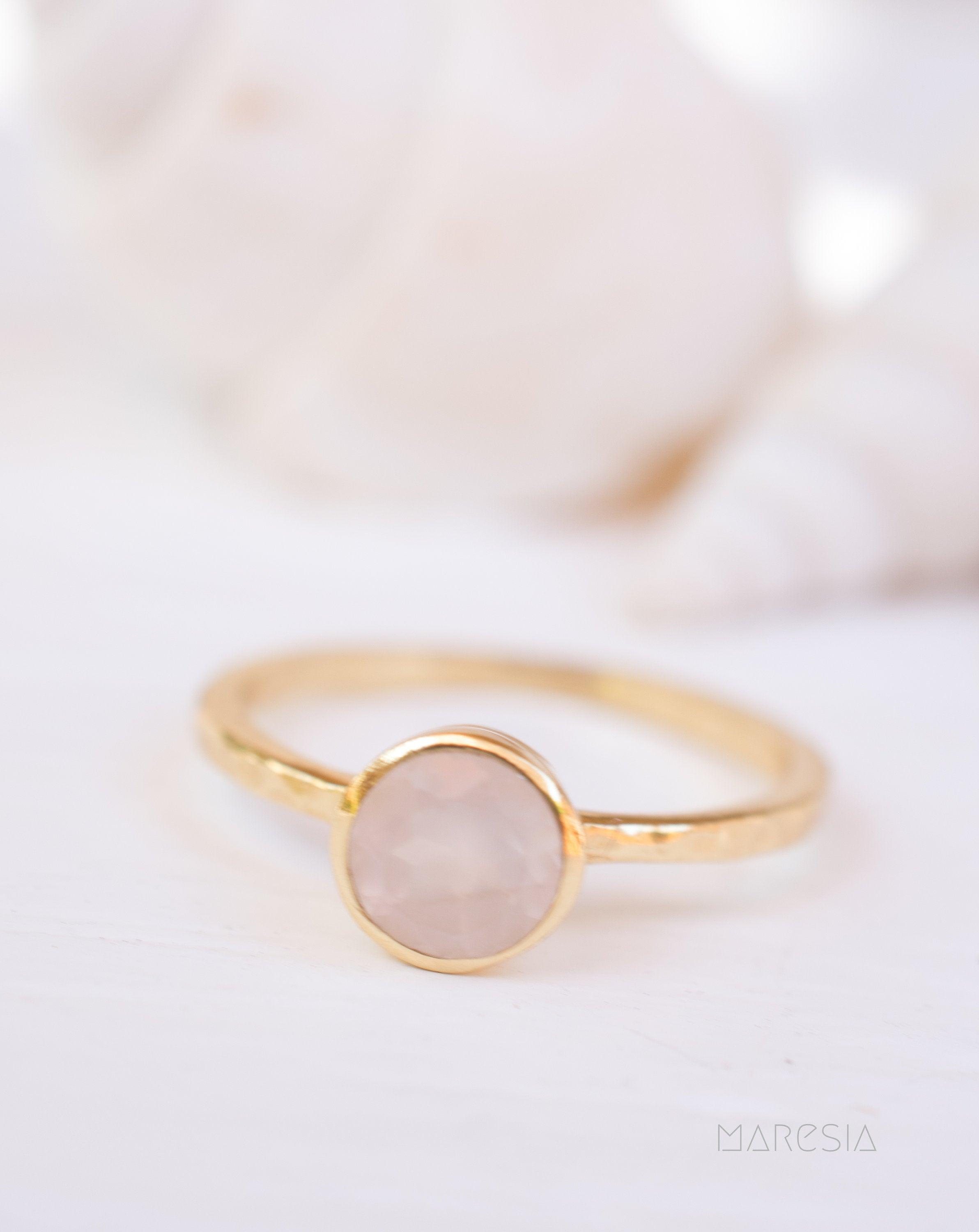 Rose Quartz Gold Ring ~ 18k Gold Plated ~ MR214 - Maresia Jewelry