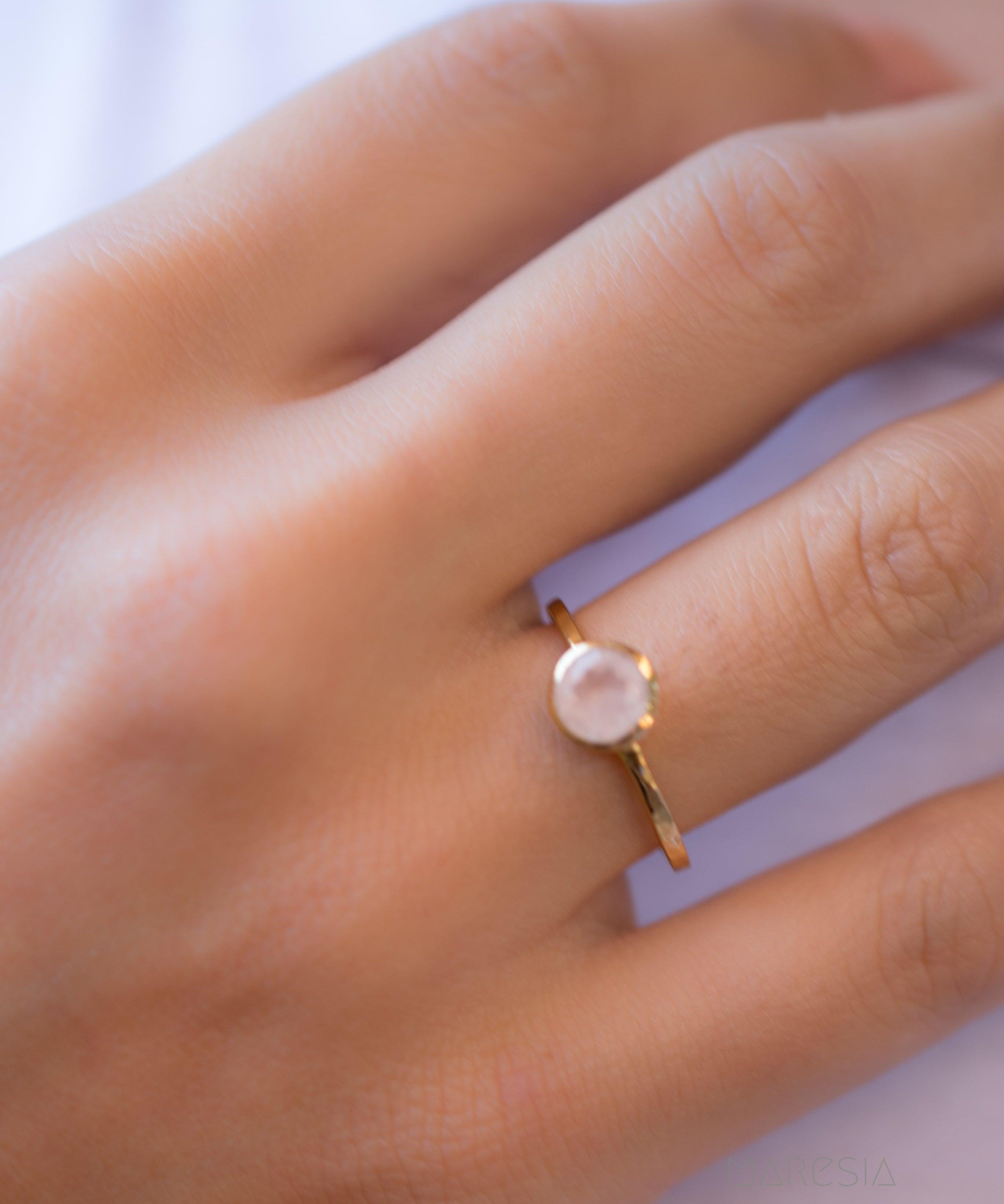 Rose Quartz Gold Ring ~ 18k Gold Plated ~ MR214 - Maresia Jewelry