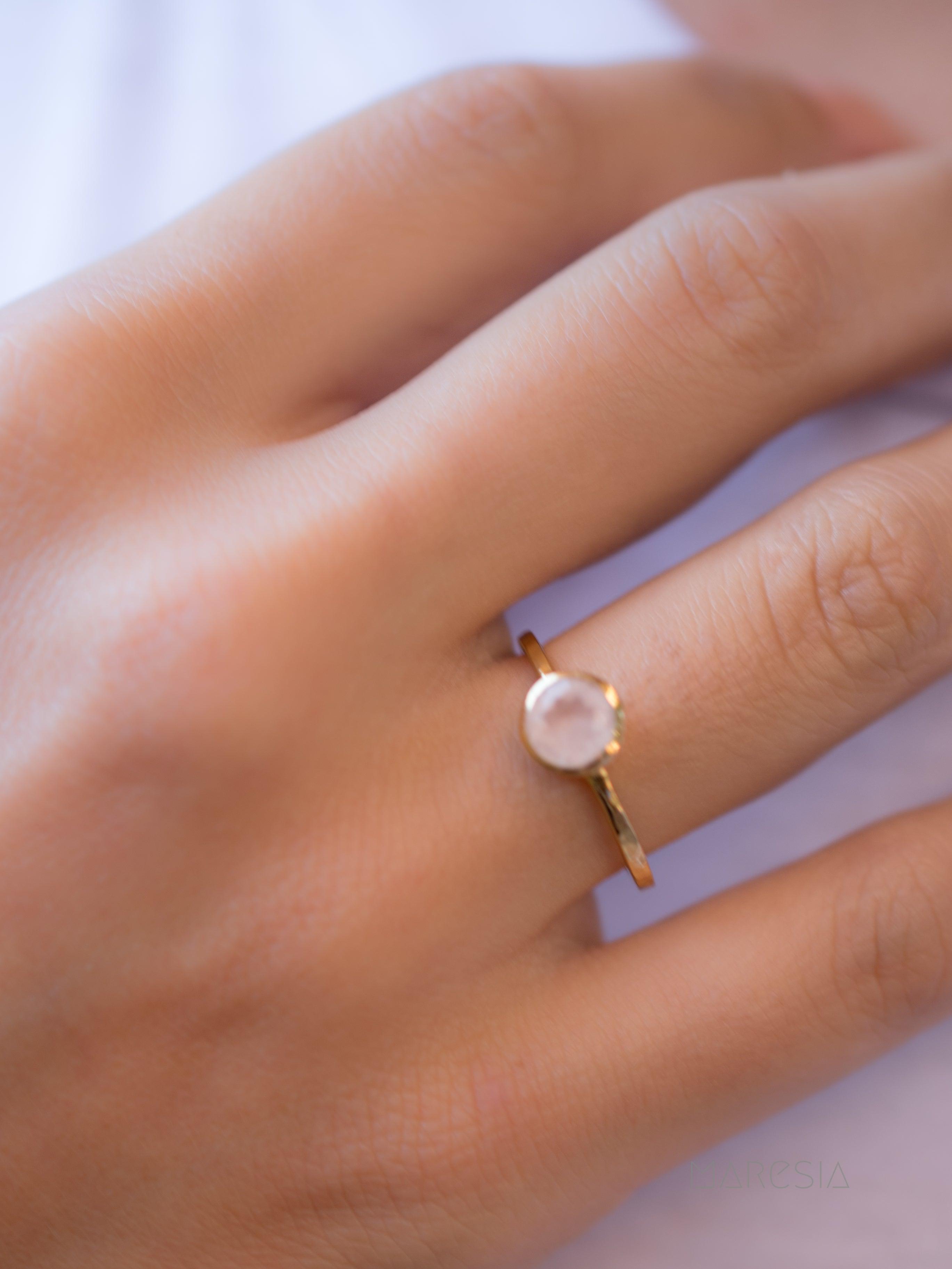 Rose Quartz Gold Ring ~ 18k Gold Plated ~ MR214 - Maresia Jewelry