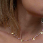 Rose Quartz Necklace ~ Gold Plated 18k ~Choker ~ Jewelry ~ Gift For Her ~ Minimalist~ Handmade~ Thin Chain~ Delicate ~Layered ~ MN104