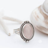 Rose Quartz Oval Ring ~ Gemstone ~ Natural ~ Sterling Silver 925 ~ Jewelry ~ Handmade~ January Birthstone -MR264
