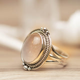Rose Quartz Oval Ring ~ Gemstone ~ Natural ~ Sterling Silver 925 ~ Jewelry ~ Handmade~ January Birthstone -MR264