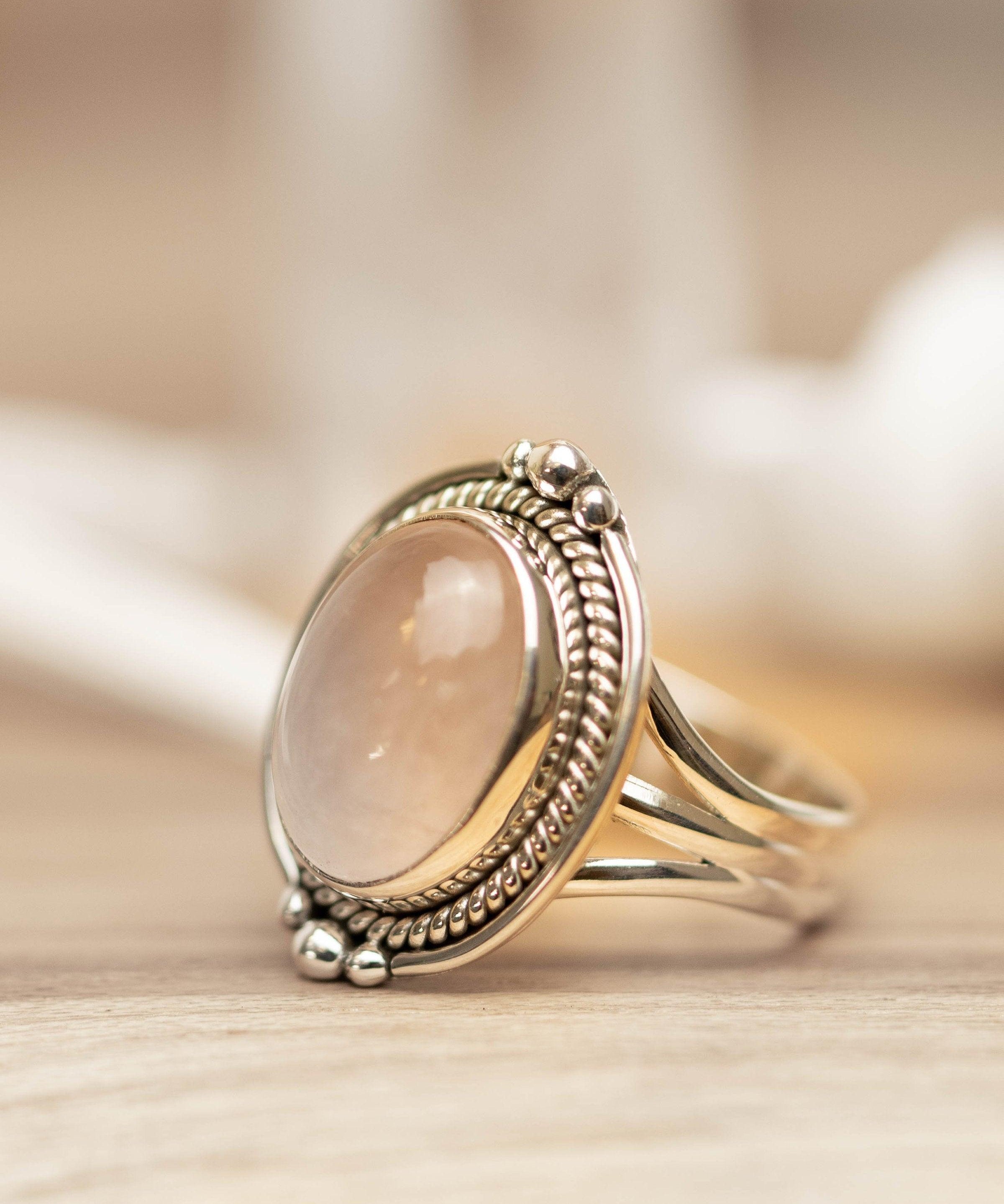 Rose Quartz Oval Ring ~ Gemstone ~ Natural ~ Sterling Silver 925 ~ Jewelry ~ Handmade~ January Birthstone -MR264