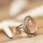 Rose Quartz Oval Ring ~ Gemstone ~ Natural ~ Sterling Silver 925 ~ Jewelry ~ Handmade~ January Birthstone -MR264