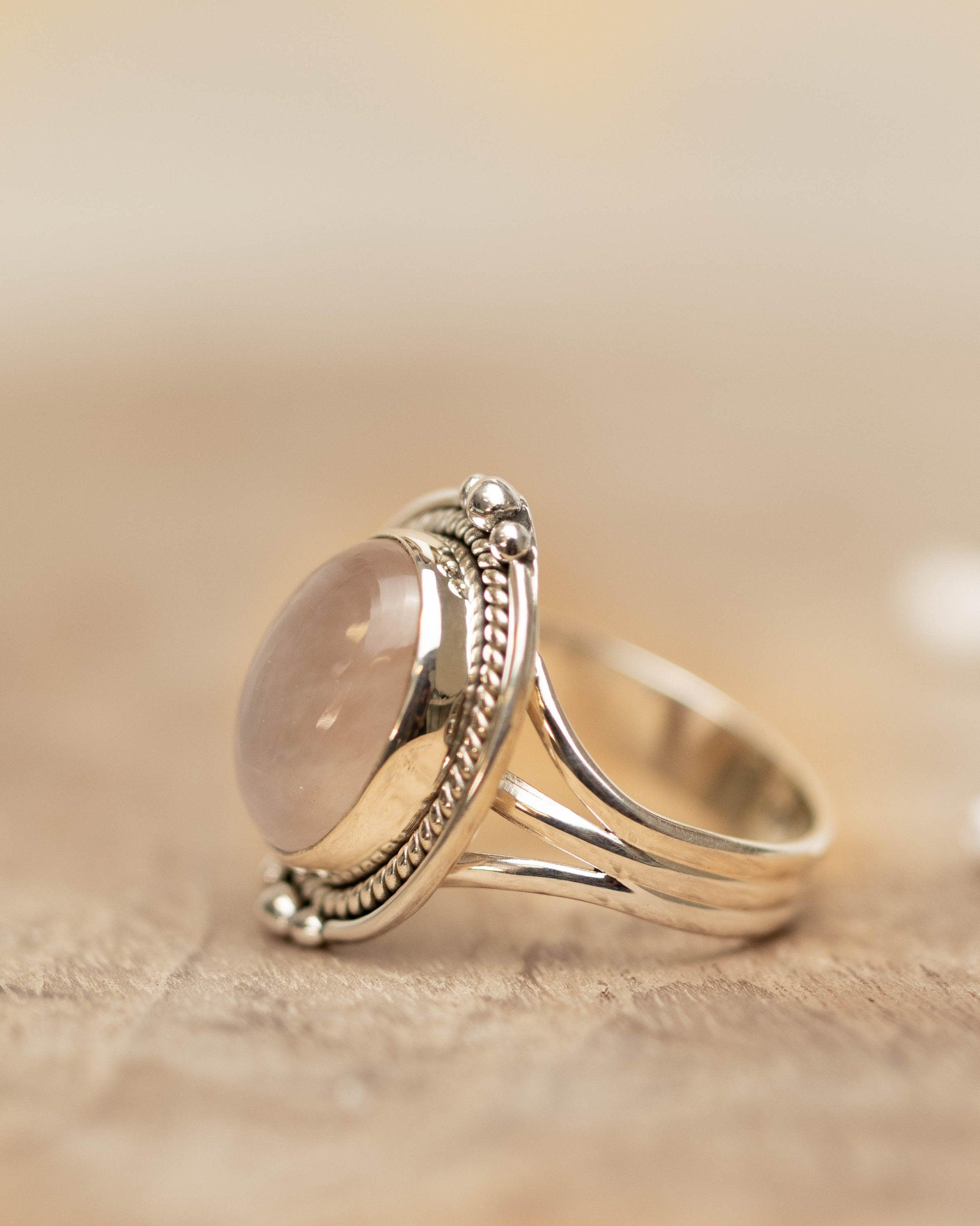 Rose Quartz Oval Ring ~ Gemstone ~ Natural ~ Sterling Silver 925 ~ Jewelry ~ Handmade~ January Birthstone -MR264