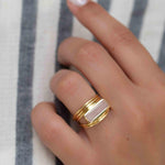 Rose Quartz Rectangular Ring ~ Gemstone ~ Natural ~ 18k Gold Plated ~ Jewelry ~ Handmade~ January Birthstone - MR300