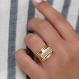 Rose Quartz Rectangular Ring ~ Gemstone ~ Natural ~ 18k Gold Plated ~ Jewelry ~ Handmade~ January Birthstone - MR300