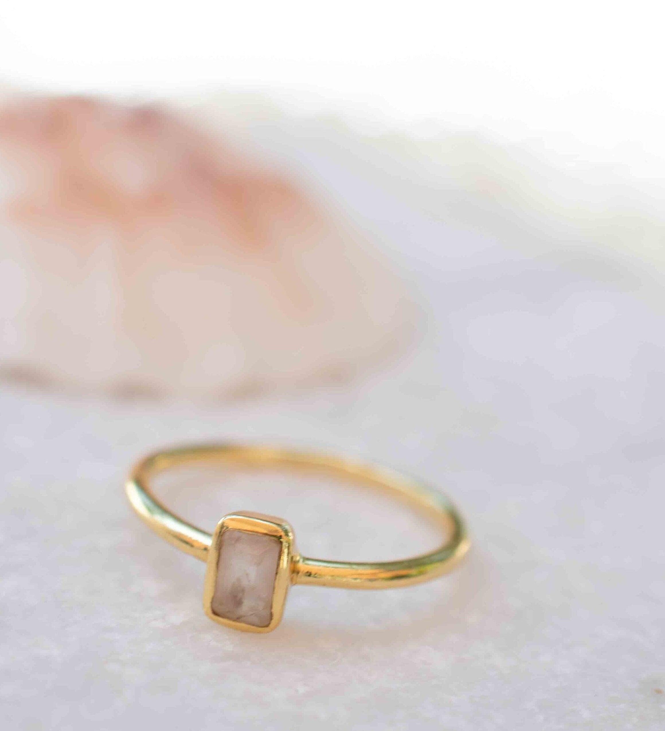 Rose Quartz Ring ~ Gemstone ~ Natural ~ 18k Gold Plated ~ Jewelry ~ Handmade~ January Birthstone - MR321