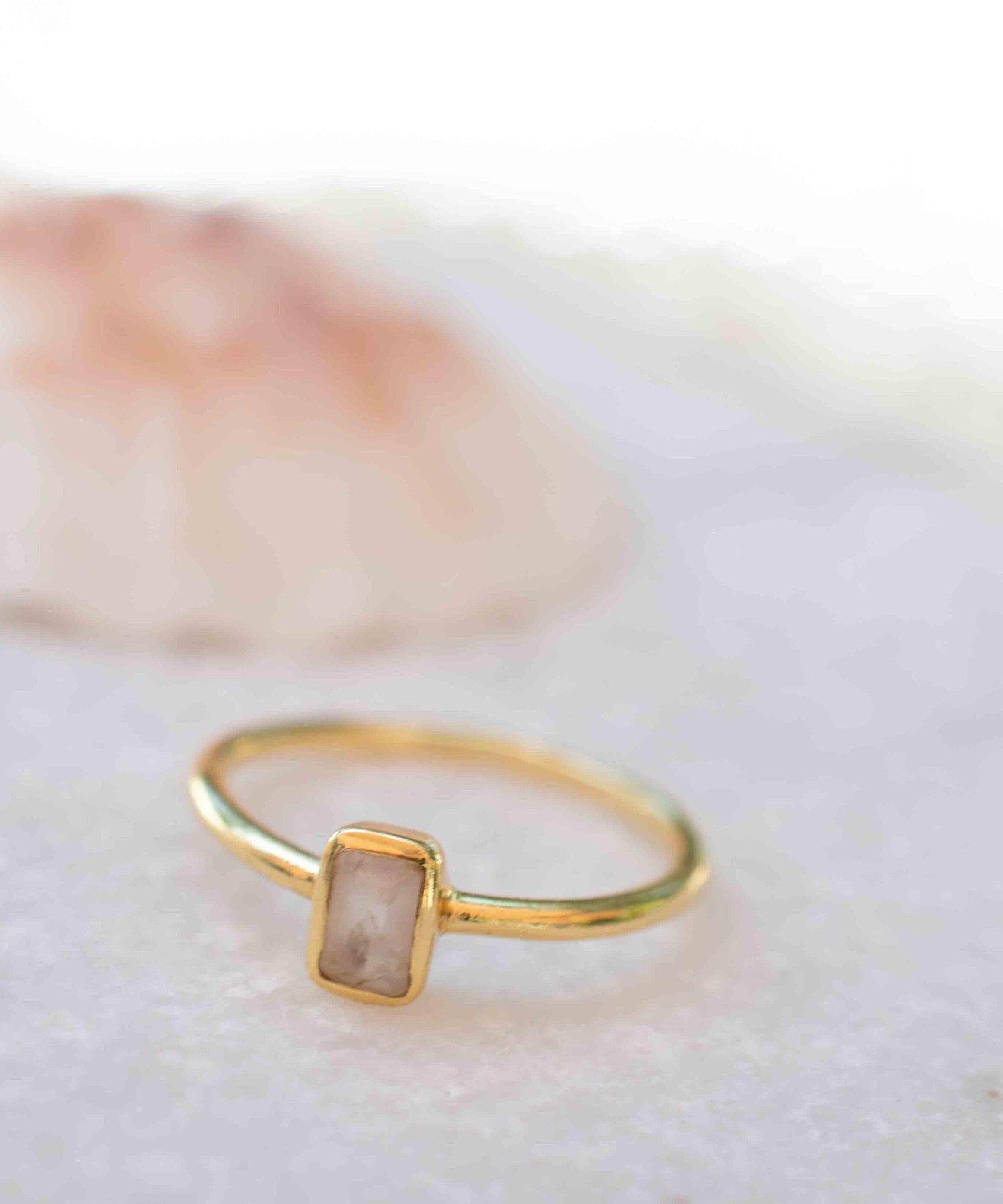 Rose Quartz Ring ~ Gemstone ~ Natural ~ 18k Gold Plated ~ Jewelry ~ Handmade~ January Birthstone - MR321