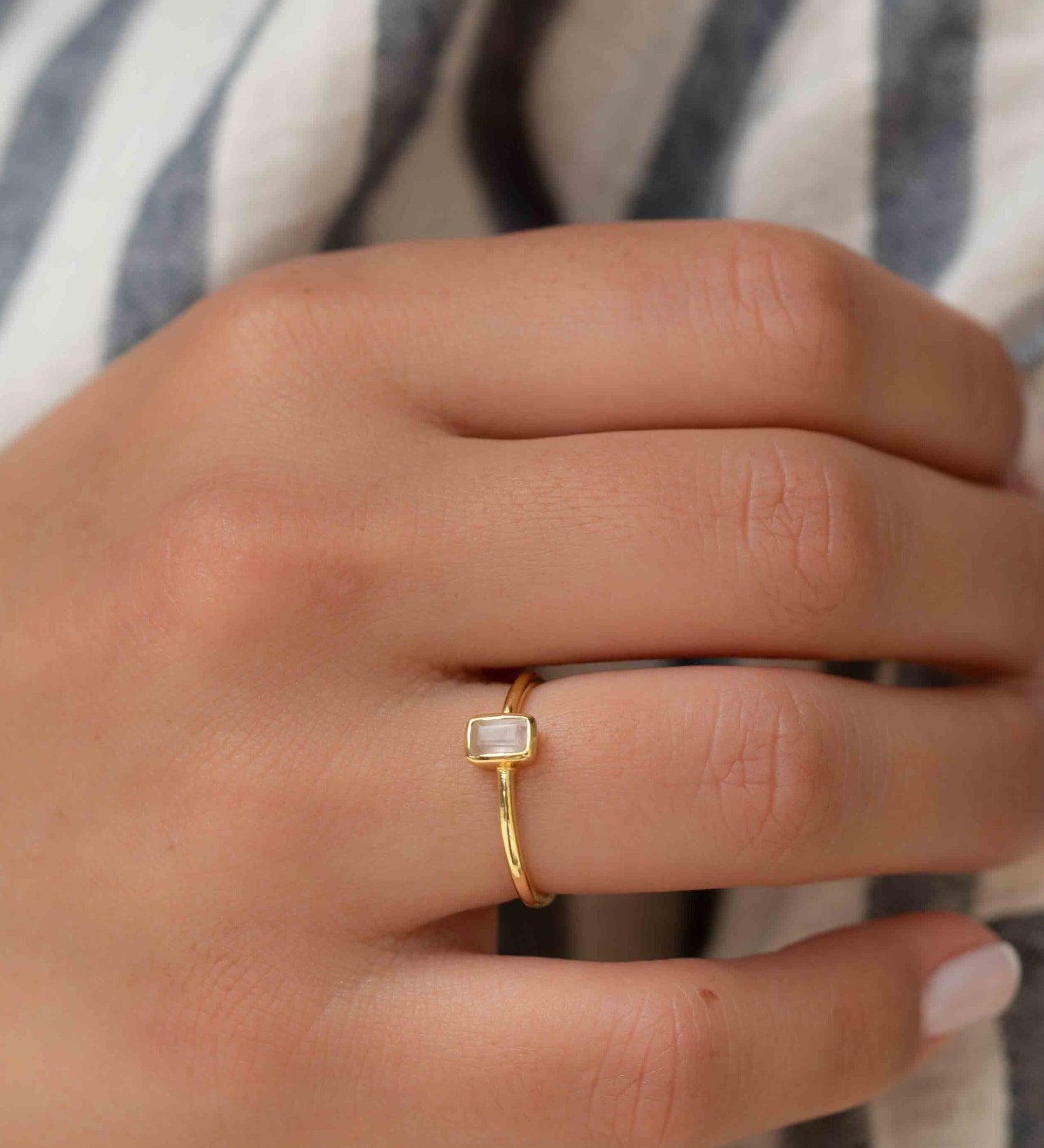Rose Quartz Ring ~ Gemstone ~ Natural ~ 18k Gold Plated ~ Jewelry ~ Handmade~ January Birthstone - MR321