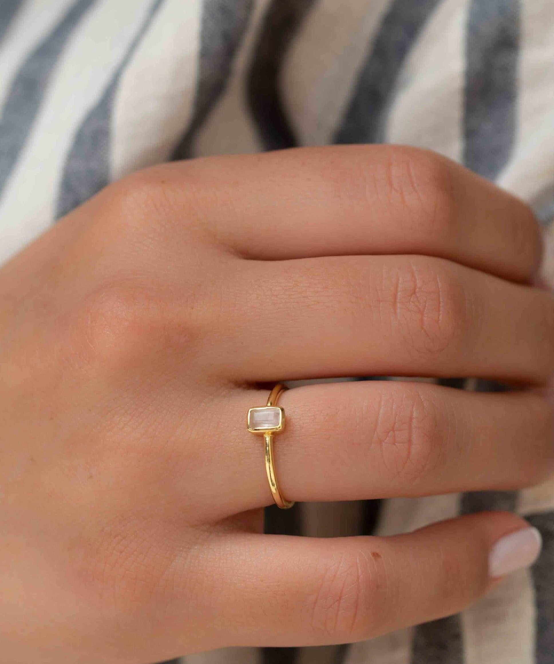 Rose Quartz Ring ~ Gemstone ~ Natural ~ 18k Gold Plated ~ Jewelry ~ Handmade~ January Birthstone - MR321