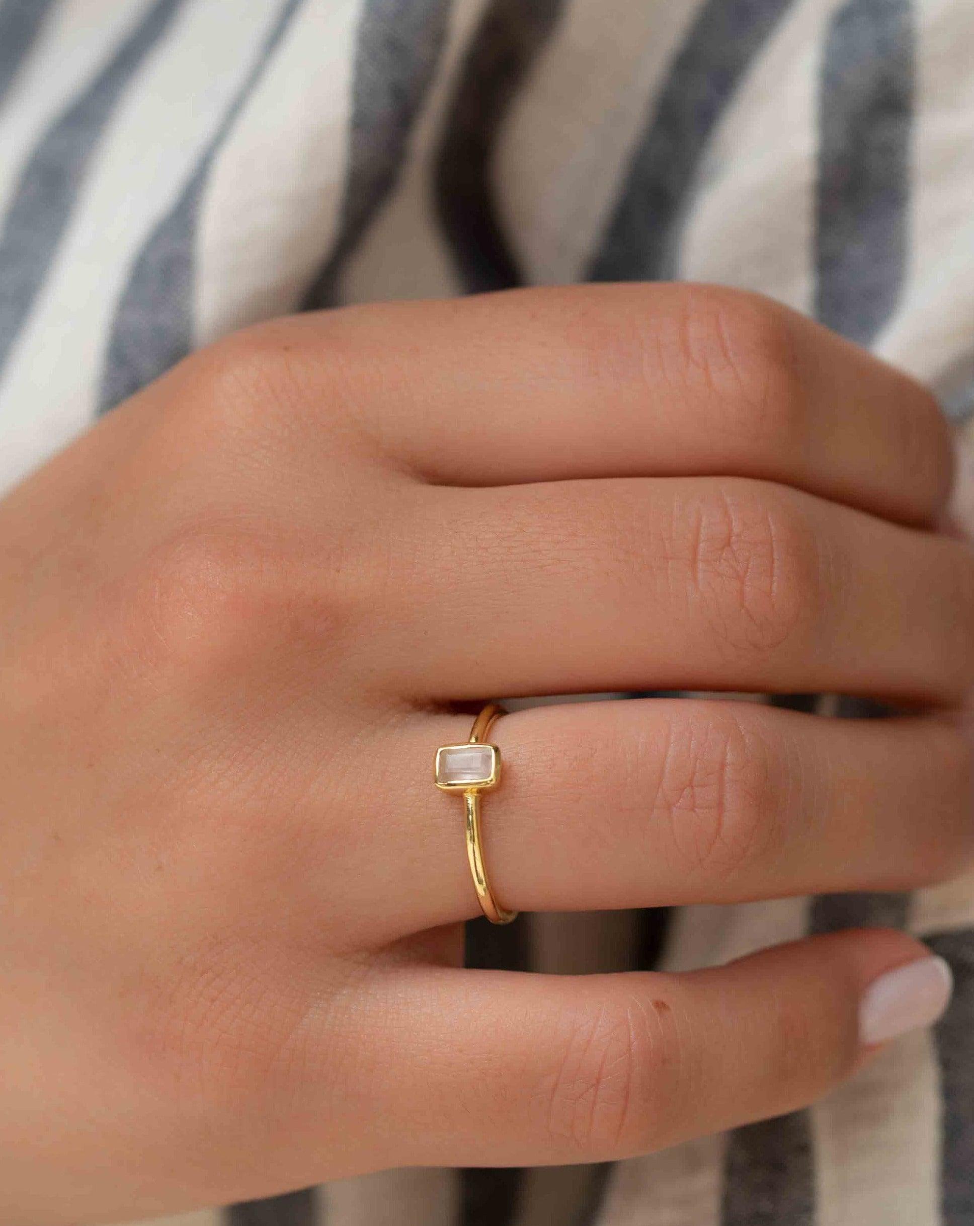 Rose Quartz Ring ~ Gemstone ~ Natural ~ 18k Gold Plated ~ Jewelry ~ Handmade~ January Birthstone - MR321