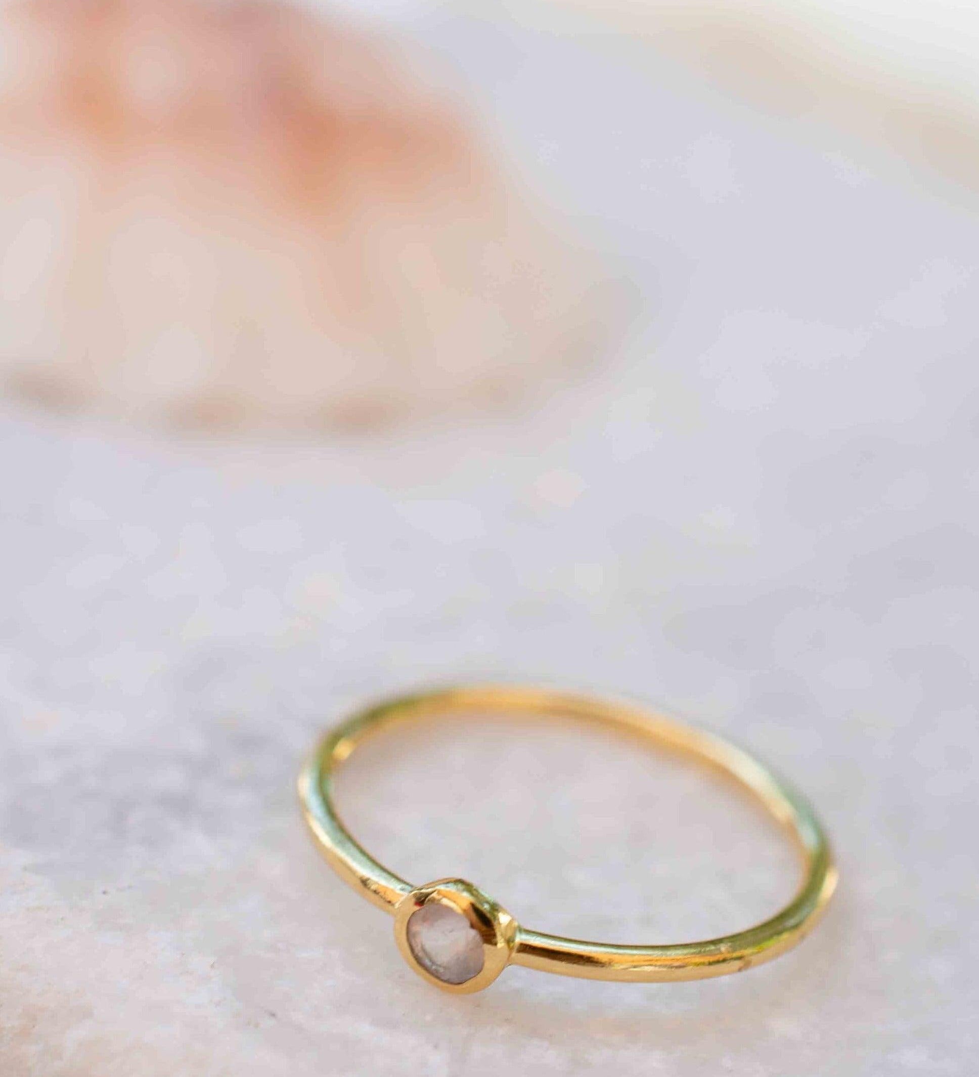 Rose Quartz Gold Ring ~ Delicate ~ 18k Gold Plated ~ Handmade ~ Gemstone~Statement ~Everyday~ Hippie~Bohemian~Stackable~MR326