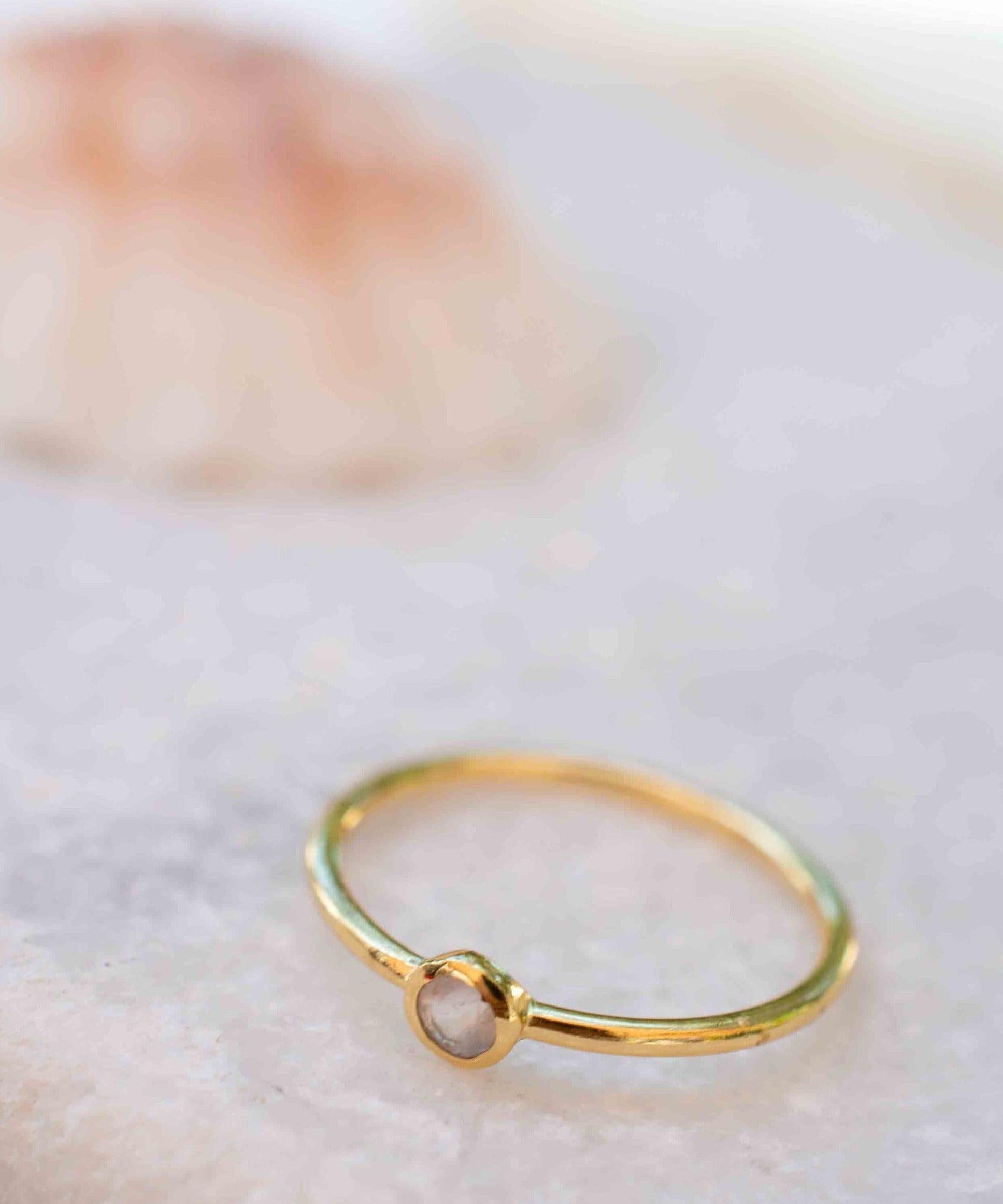 Rose Quartz Gold Ring ~ Delicate ~ 18k Gold Plated ~ Handmade ~ Gemstone~Statement ~Everyday~ Hippie~Bohemian~Stackable~MR326