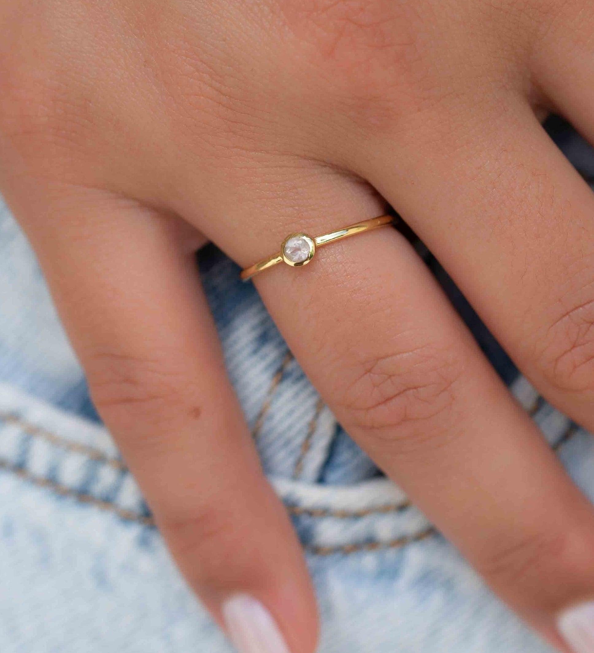 Rose Quartz Gold Ring ~ Delicate ~ 18k Gold Plated ~ Handmade ~ Gemstone~Statement ~Everyday~ Hippie~Bohemian~Stackable~MR326