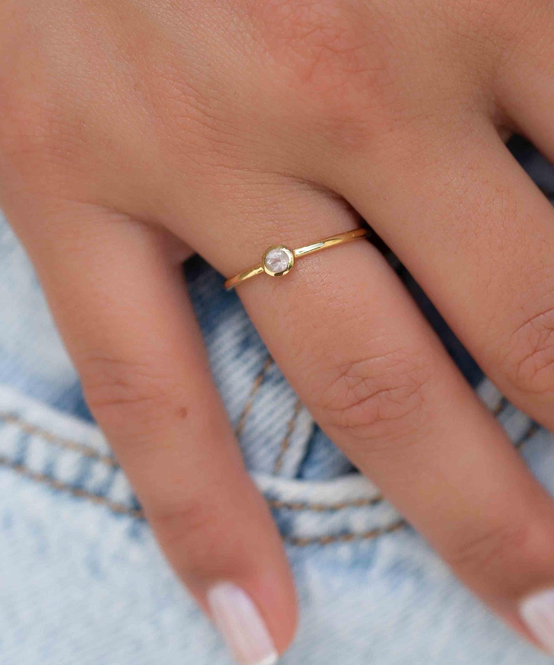 Rose Quartz Gold Ring ~ Delicate ~ 18k Gold Plated ~ Handmade ~ Gemstone~Statement ~Everyday~ Hippie~Bohemian~Stackable~MR326