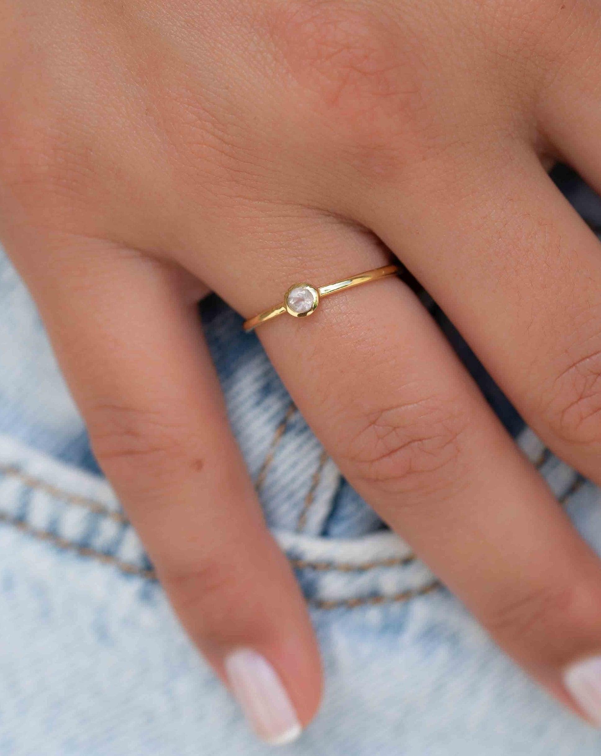 Rose Quartz Gold Ring ~ Delicate ~ 18k Gold Plated ~ Handmade ~ Gemstone~Statement ~Everyday~ Hippie~Bohemian~Stackable~MR326