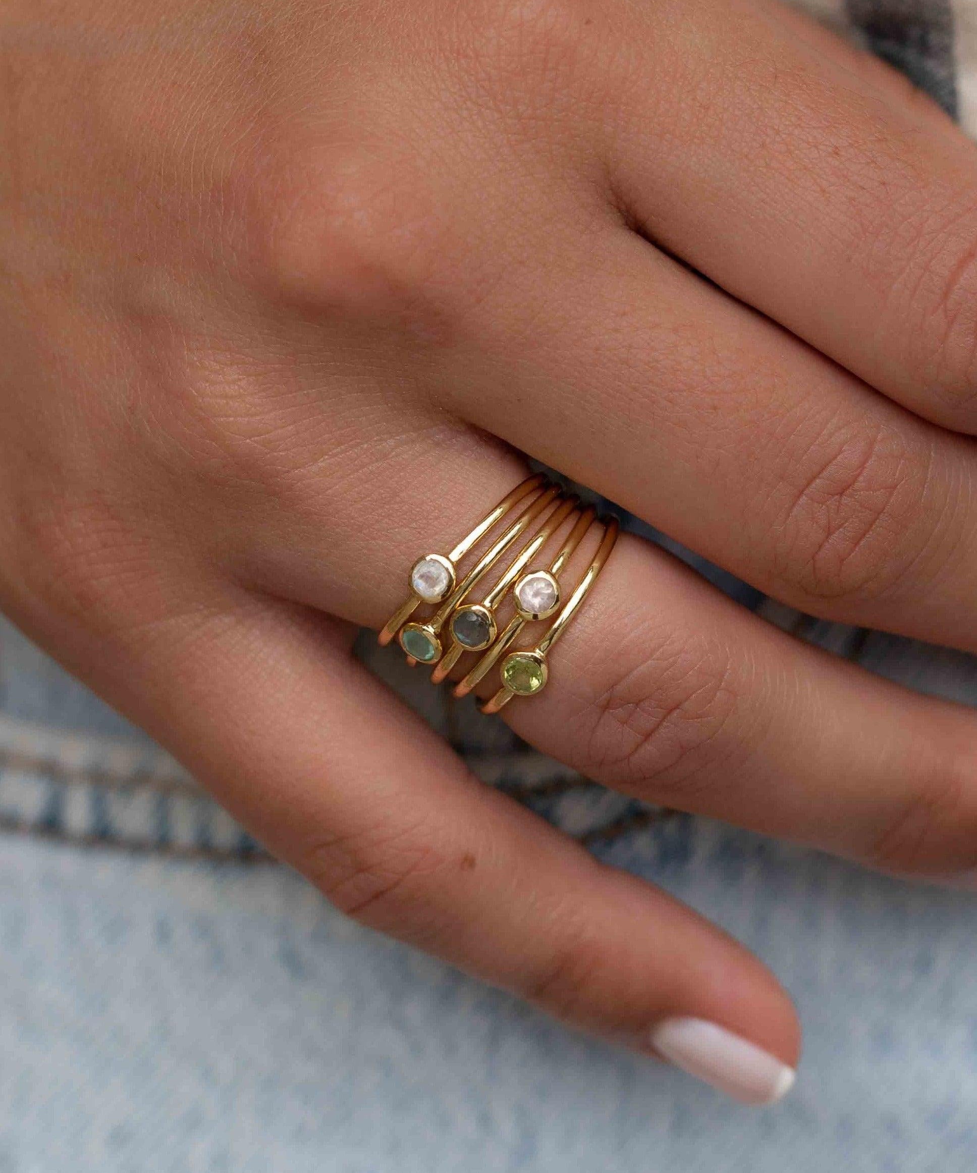 Rose Quartz Gold Ring ~ Delicate ~ 18k Gold Plated ~ Handmade ~ Gemstone~Statement ~Everyday~ Hippie~Bohemian~Stackable~MR326