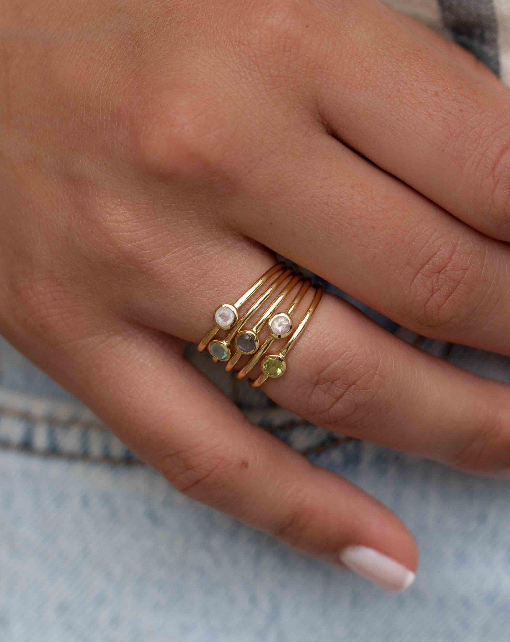 Rose Quartz Gold Ring ~ Delicate ~ 18k Gold Plated ~ Handmade ~ Gemstone~Statement ~Everyday~ Hippie~Bohemian~Stackable~MR326