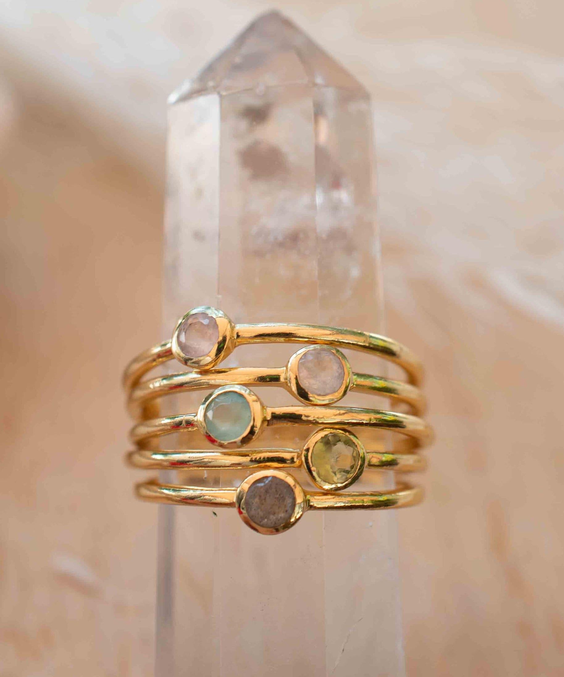 Rose Quartz Gold Ring ~ Delicate ~ 18k Gold Plated ~ Handmade ~ Gemstone~Statement ~Everyday~ Hippie~Bohemian~Stackable~MR326