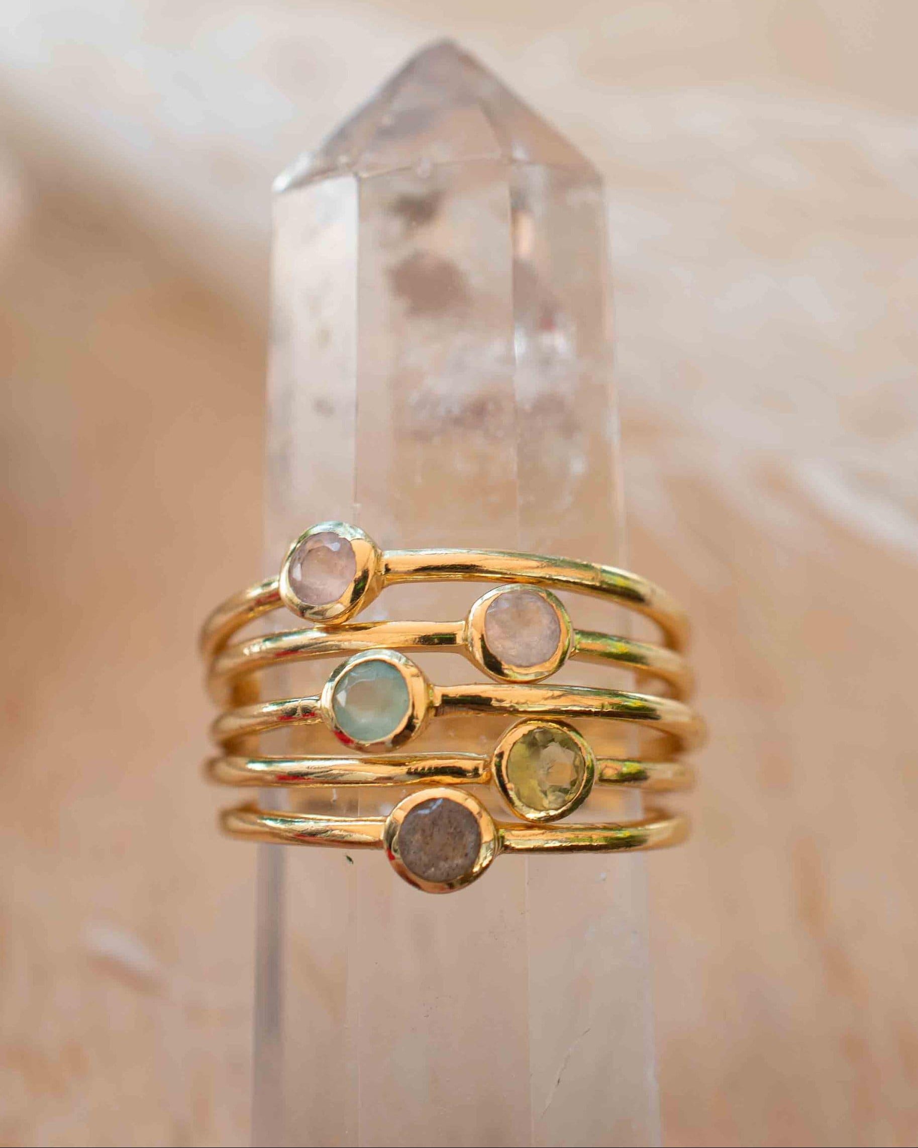 Rose Quartz Gold Ring ~ Delicate ~ 18k Gold Plated ~ Handmade ~ Gemstone~Statement ~Everyday~ Hippie~Bohemian~Stackable~MR326