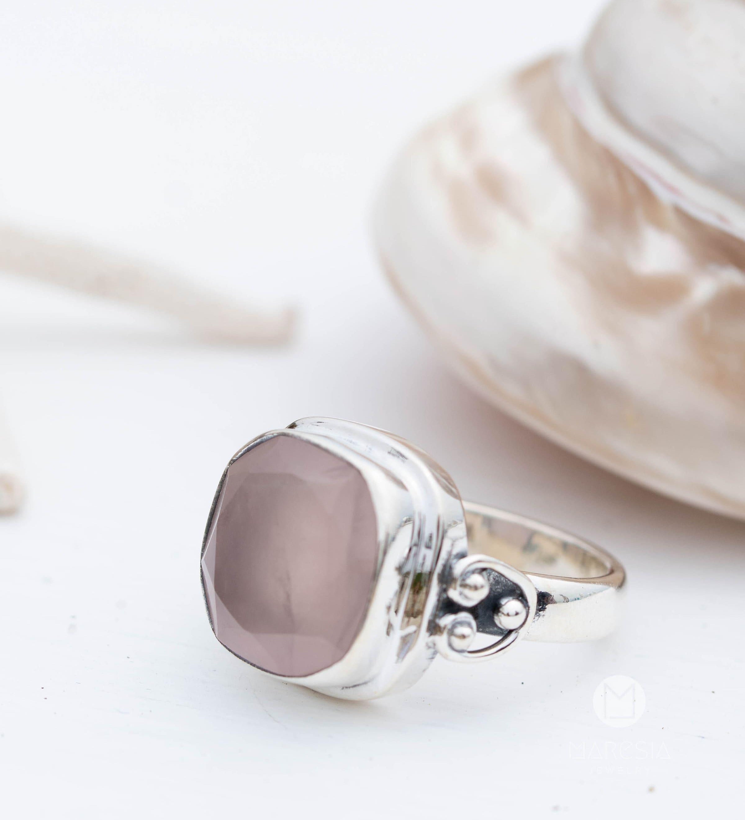 Alice Ring ~ Rose Quartz ~ Sterling Silver 925 ~ MR258