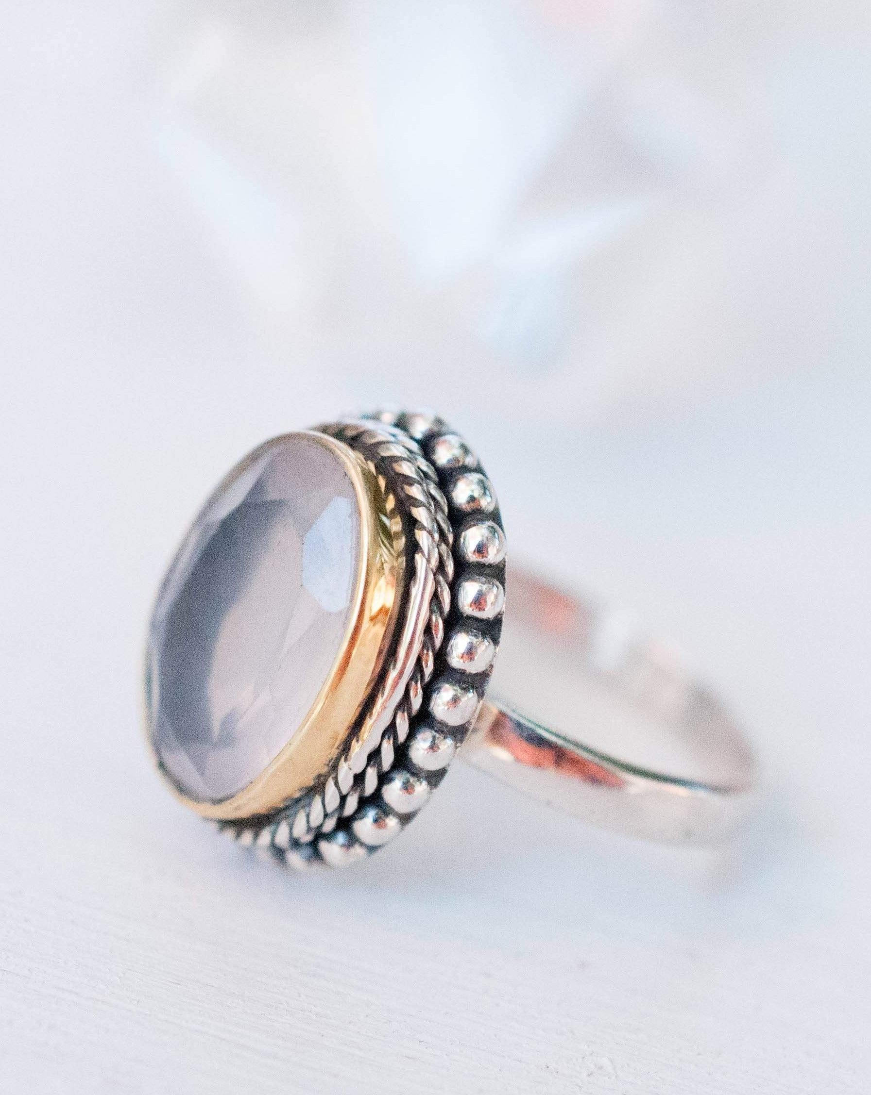 Rose Quartz Ring ~Sterling Silver 925 ~MR001 - Maresia Jewelry