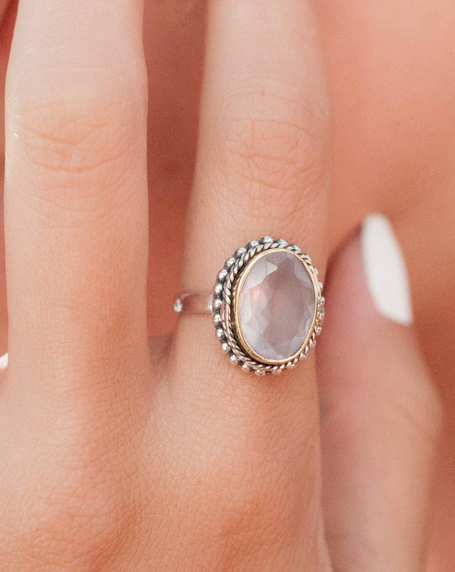 Rose Quartz Ring ~Sterling Silver 925 ~MR001 - Maresia Jewelry