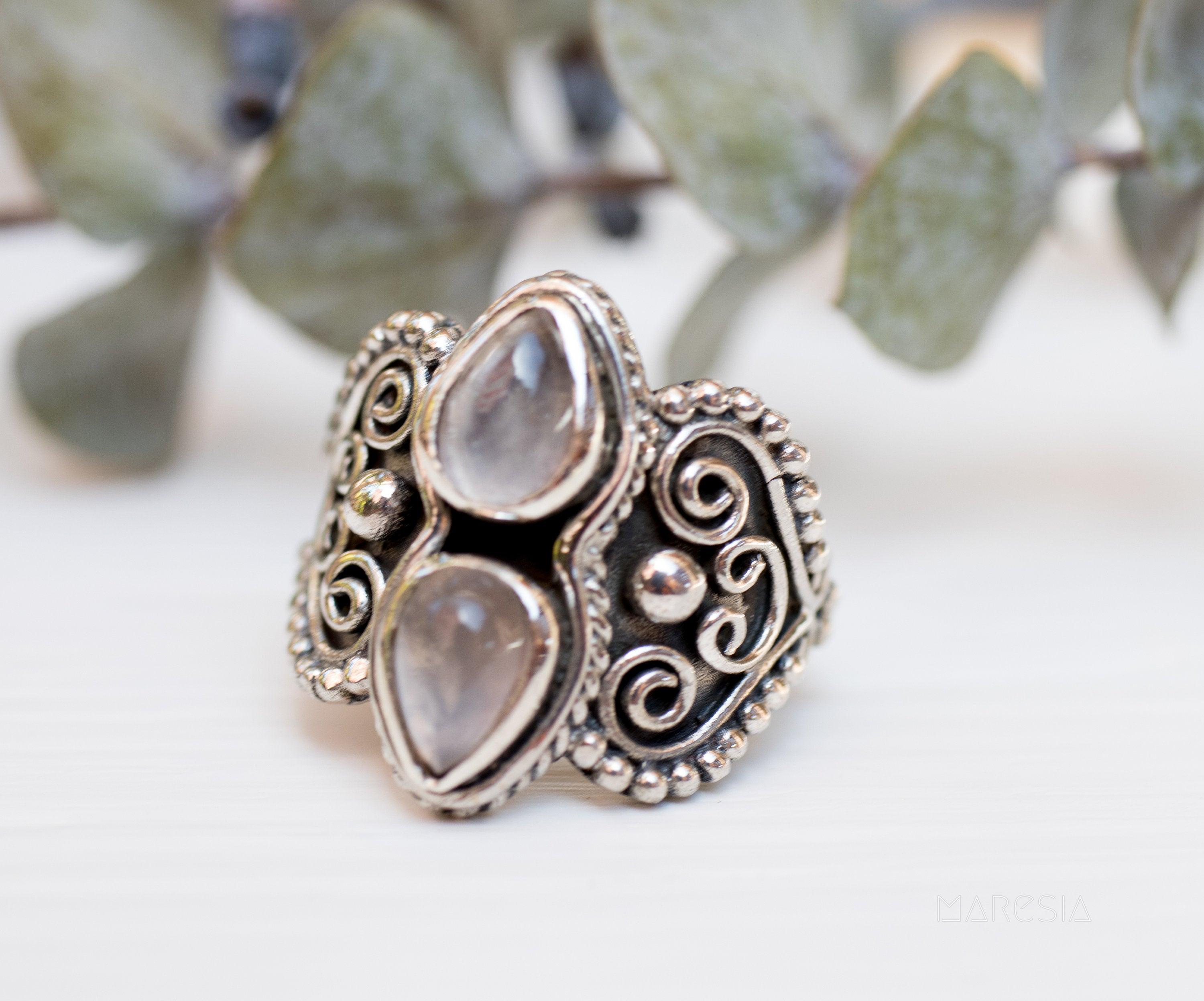 Rose Quartz Ring~Sterling Silver 925 ~ MR095 - Maresia Jewelry