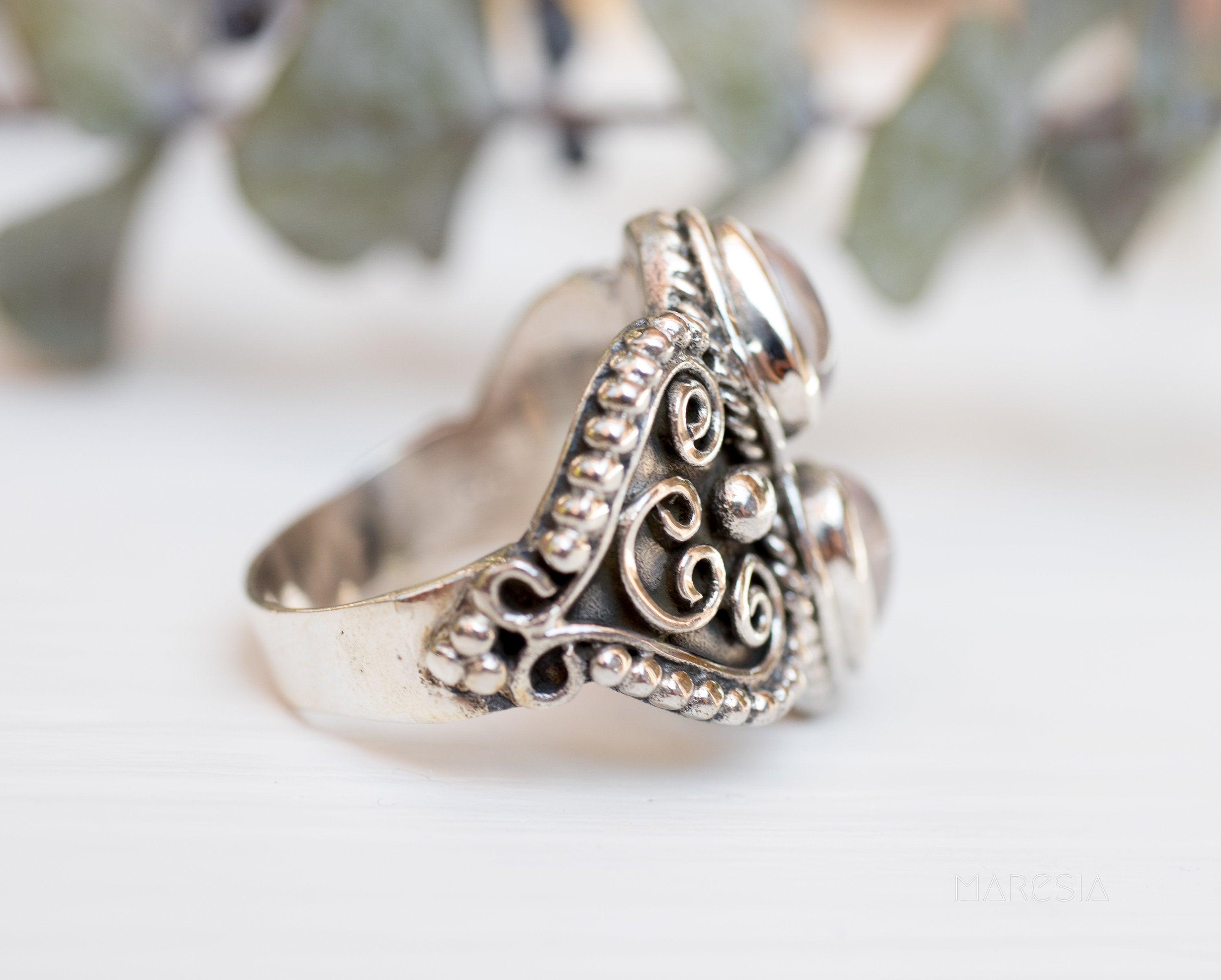 Rose Quartz Ring~Sterling Silver 925 ~ MR095 - Maresia Jewelry