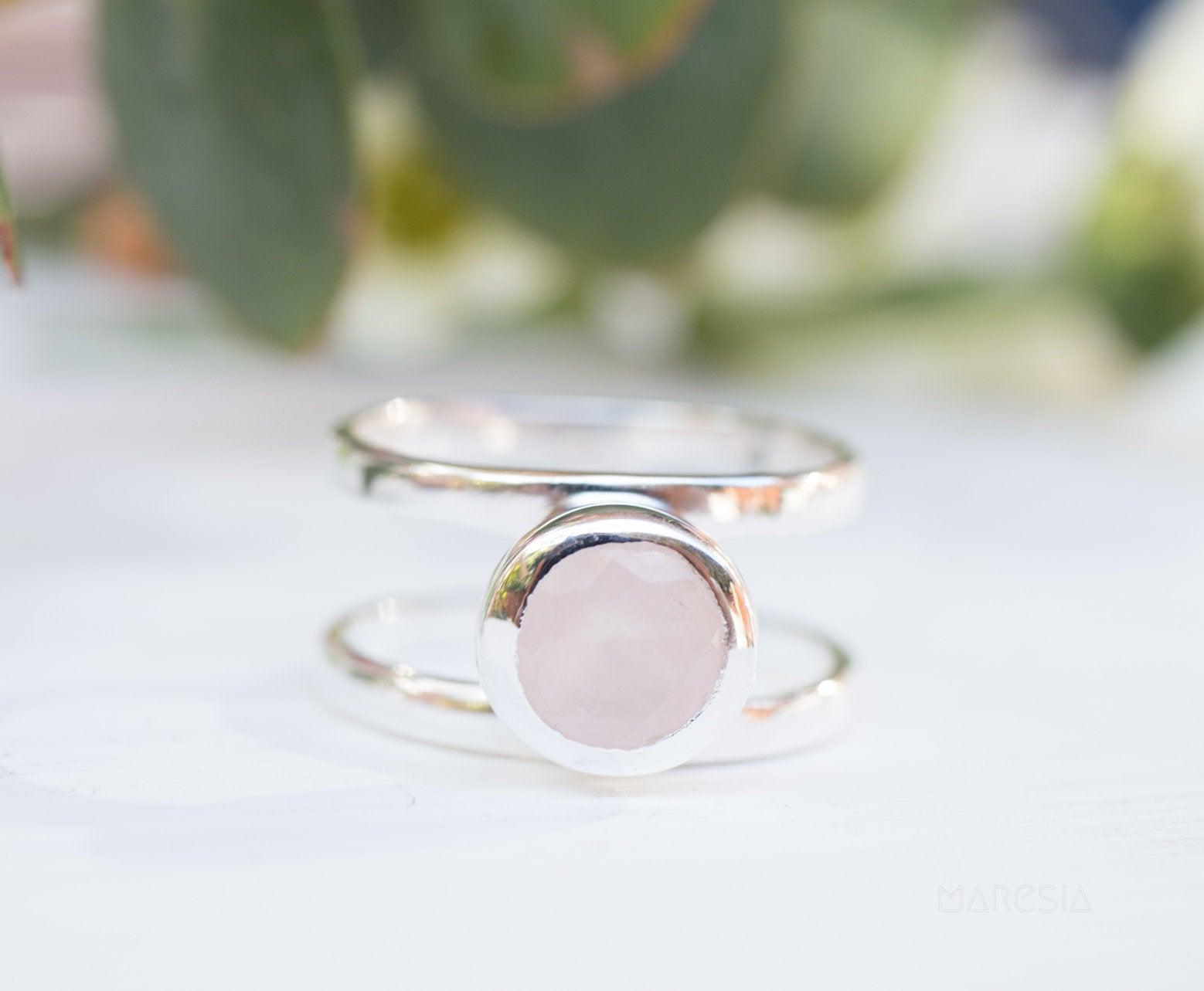 Rose Quartz Ring ~ Sterling Silver 925 ~ MR182 - Maresia Jewelry