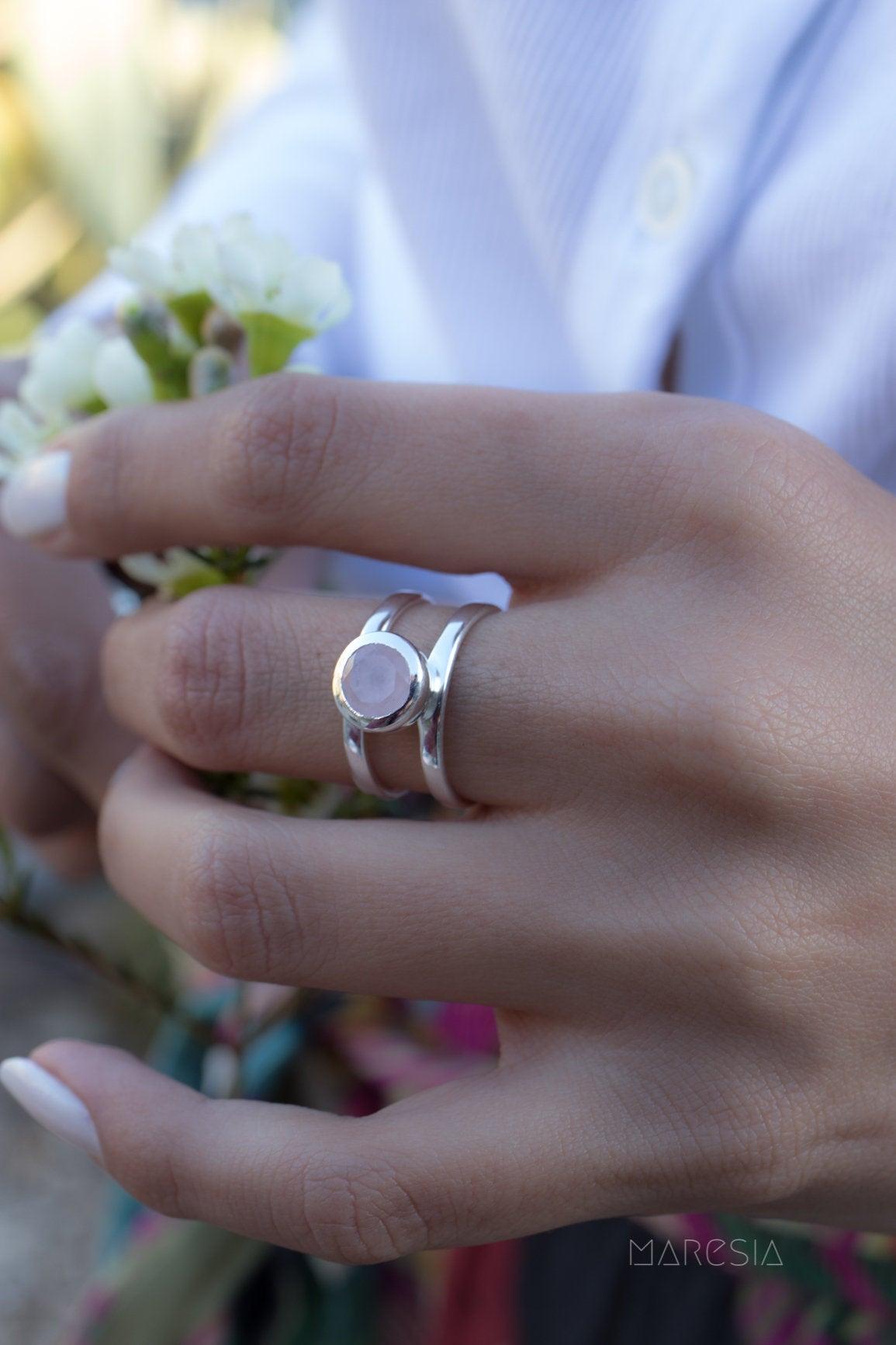 Rose Quartz Ring ~ Sterling Silver 925 ~ MR182 - Maresia Jewelry