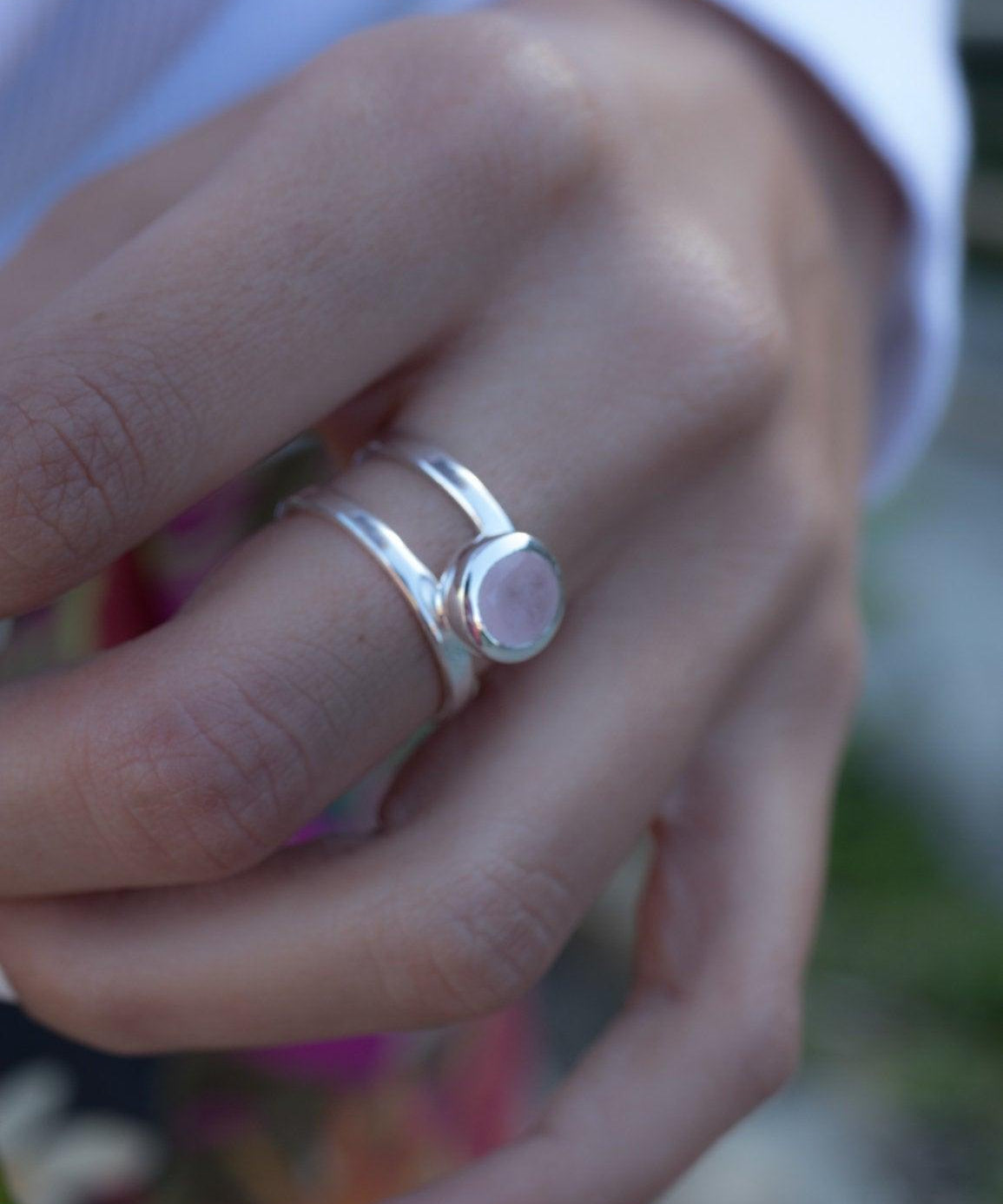 Rose Quartz Ring ~ Sterling Silver 925 ~ MR182 - Maresia Jewelry