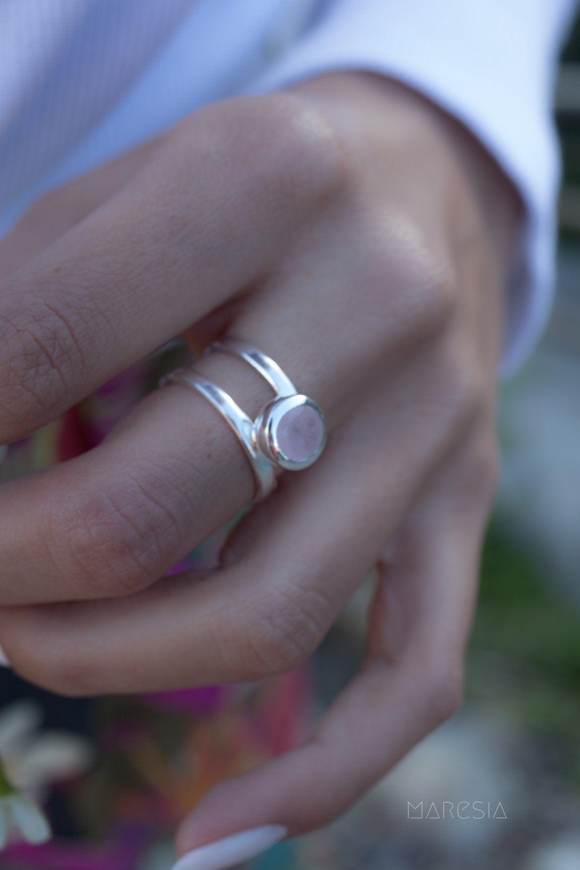 Rose Quartz Ring ~ Sterling Silver 925 ~ MR182 - Maresia Jewelry