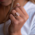 Rose Quartz Ring ~ Rectangular ring ~ Sterling Silver 925 ~ Gemstone~Jewelry ~ Statement ~ Boho ~ Handmade ~ Bohemian ~Hippie ~Gypsy ~ MR222