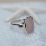 Rose Quartz Ring ~ Rectangular ring ~ Sterling Silver 925 ~ Gemstone~Jewelry ~ Statement ~ Boho ~ Handmade ~ Bohemian ~Hippie ~Gypsy ~ MR222