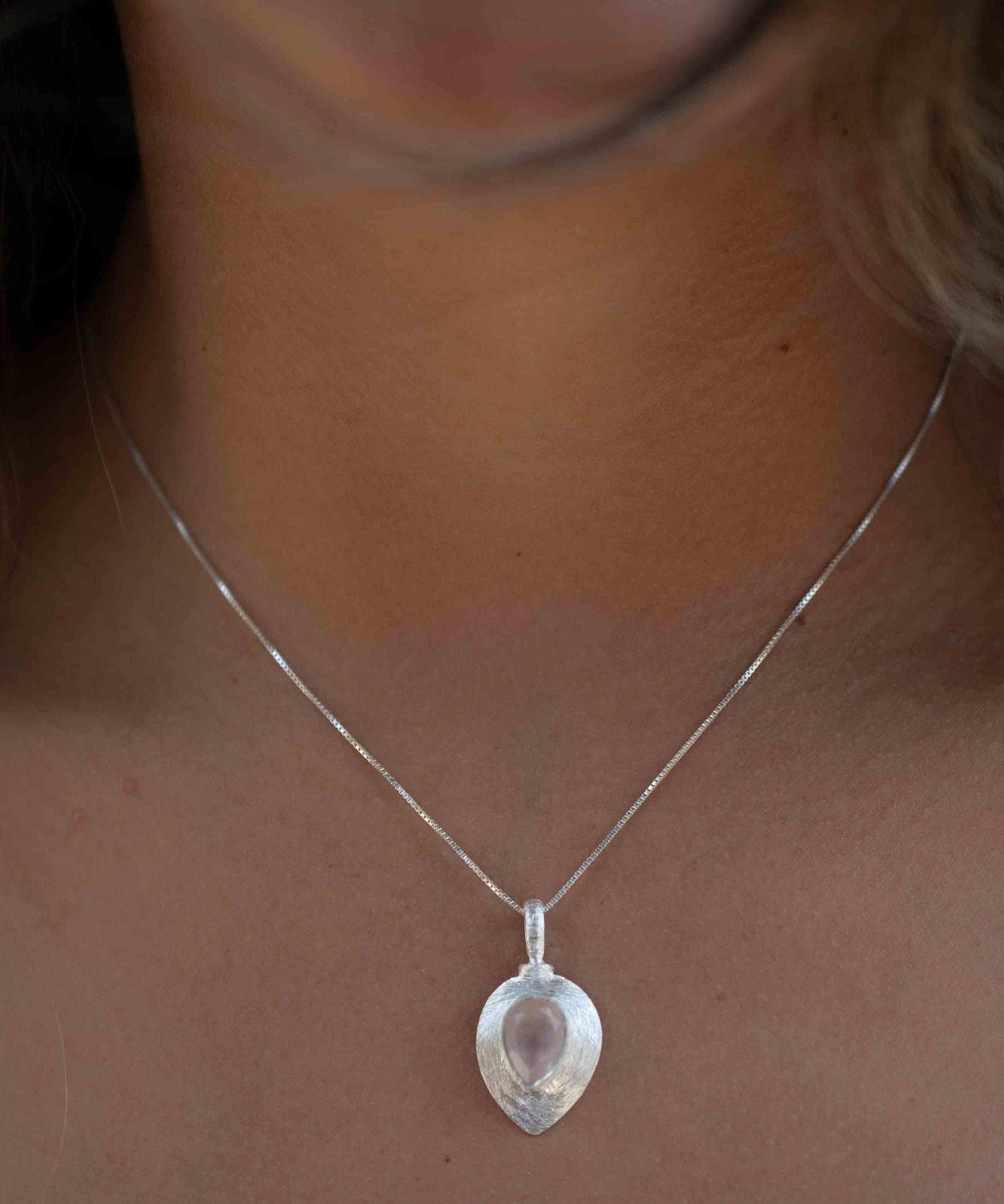 Labradorite, Aqua Chalcedony, Rose Quartz, Moonstone ~ Tear Drop ~ Sterling Silver ~ Charm ~ Layered ~ minimalist ~ delicate MP014