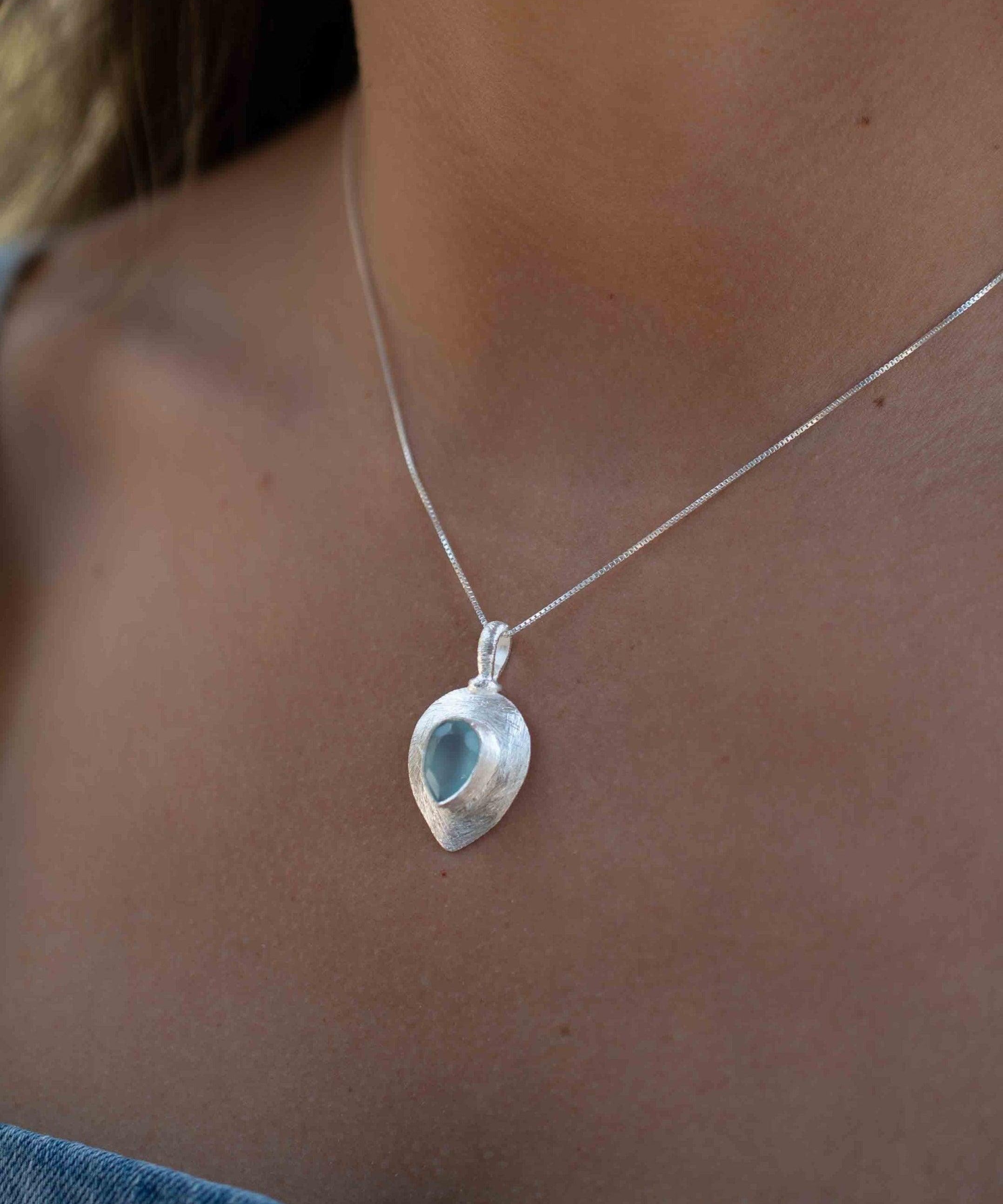 Labradorite, Aqua Chalcedony, Rose Quartz, Moonstone ~ Tear Drop ~ Sterling Silver ~ Charm ~ Layered ~ minimalist ~ delicate MP014