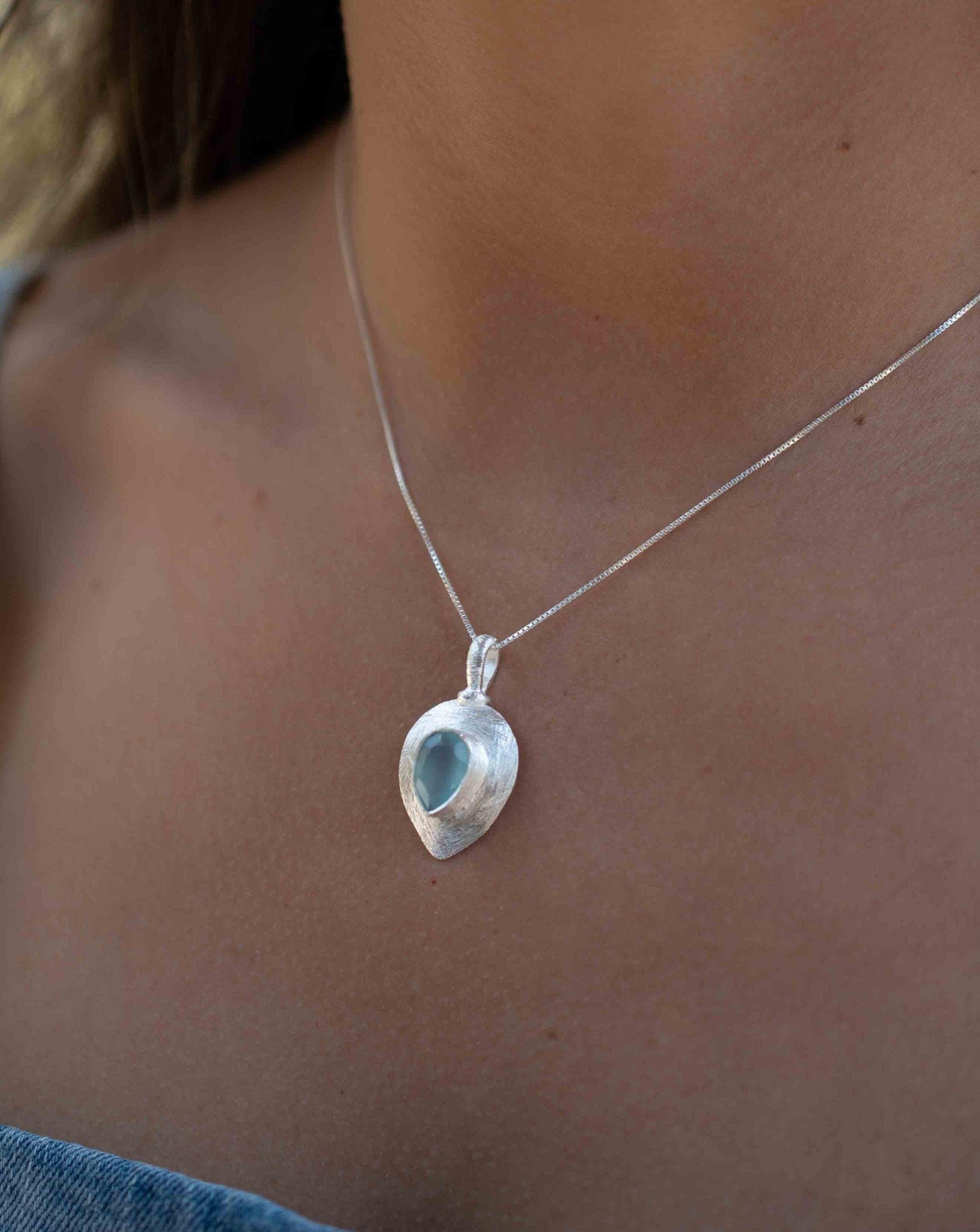 Labradorite, Aqua Chalcedony, Rose Quartz, Moonstone ~ Tear Drop ~ Sterling Silver ~ Charm ~ Layered ~ minimalist ~ delicate MP014