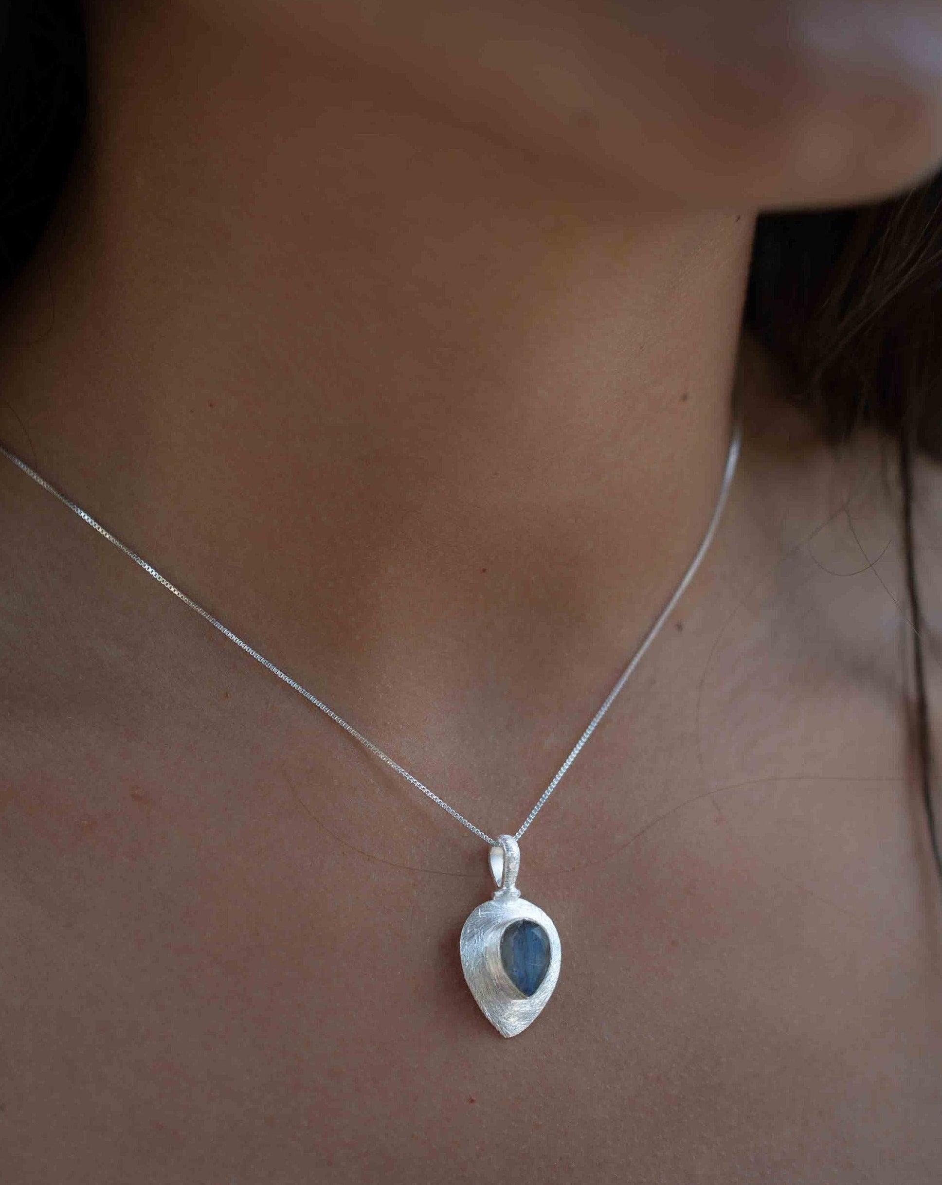 Labradorite, Aqua Chalcedony, Rose Quartz, Moonstone ~ Tear Drop ~ Sterling Silver ~ Charm ~ Layered ~ minimalist ~ delicate MP014