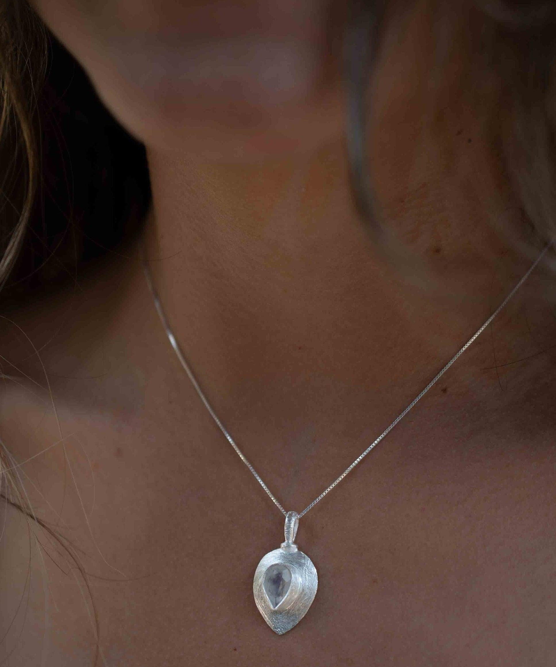 Labradorite, Aqua Chalcedony, Rose Quartz, Moonstone ~ Tear Drop ~ Sterling Silver ~ Charm ~ Layered ~ minimalist ~ delicate MP014
