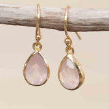Rose Quartz Tear Drop Earrings ~ Dangle ~ Jewelry ~ 18k Gold Plated ~ Natural ~ Minimalist Everyday ~ Gift for Her ~ Boho ~ Hippie ~ ME190