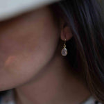 Rose Quartz Tear Drop Earrings ~ Dangle ~ Jewelry ~ 18k Gold Plated ~ Natural ~ Minimalist Everyday ~ Gift for Her ~ Boho ~ Hippie ~ ME190