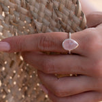 Rose Quartz Tear Drop Ring ~ Gemstone ~ Natural ~ Sterling Silver 925 ~ Jewelry ~ Handmade~ January Birthstone -MR226