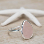 Rose Quartz Tear Drop Ring ~ Gemstone ~ Natural ~ Sterling Silver 925 ~ Jewelry ~ Handmade~ January Birthstone -MR226