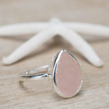 Rose Quartz Tear Drop Ring ~ Gemstone ~ Natural ~ Sterling Silver 925 ~ Jewelry ~ Handmade~ January Birthstone -MR226