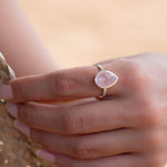 Rose Quartz Tear Drop Ring ~ Gemstone ~ Natural ~ Sterling Silver 925 ~ Jewelry ~ Handmade~ January Birthstone -MR226