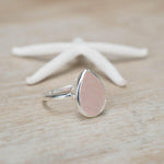 Rose Quartz Tear Drop Ring ~ Gemstone ~ Natural ~ Sterling Silver 925 ~ Jewelry ~ Handmade~ January Birthstone -MR226