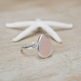 Rose Quartz Tear Drop Ring ~ Gemstone ~ Natural ~ Sterling Silver 925 ~ Jewelry ~ Handmade~ January Birthstone -MR226